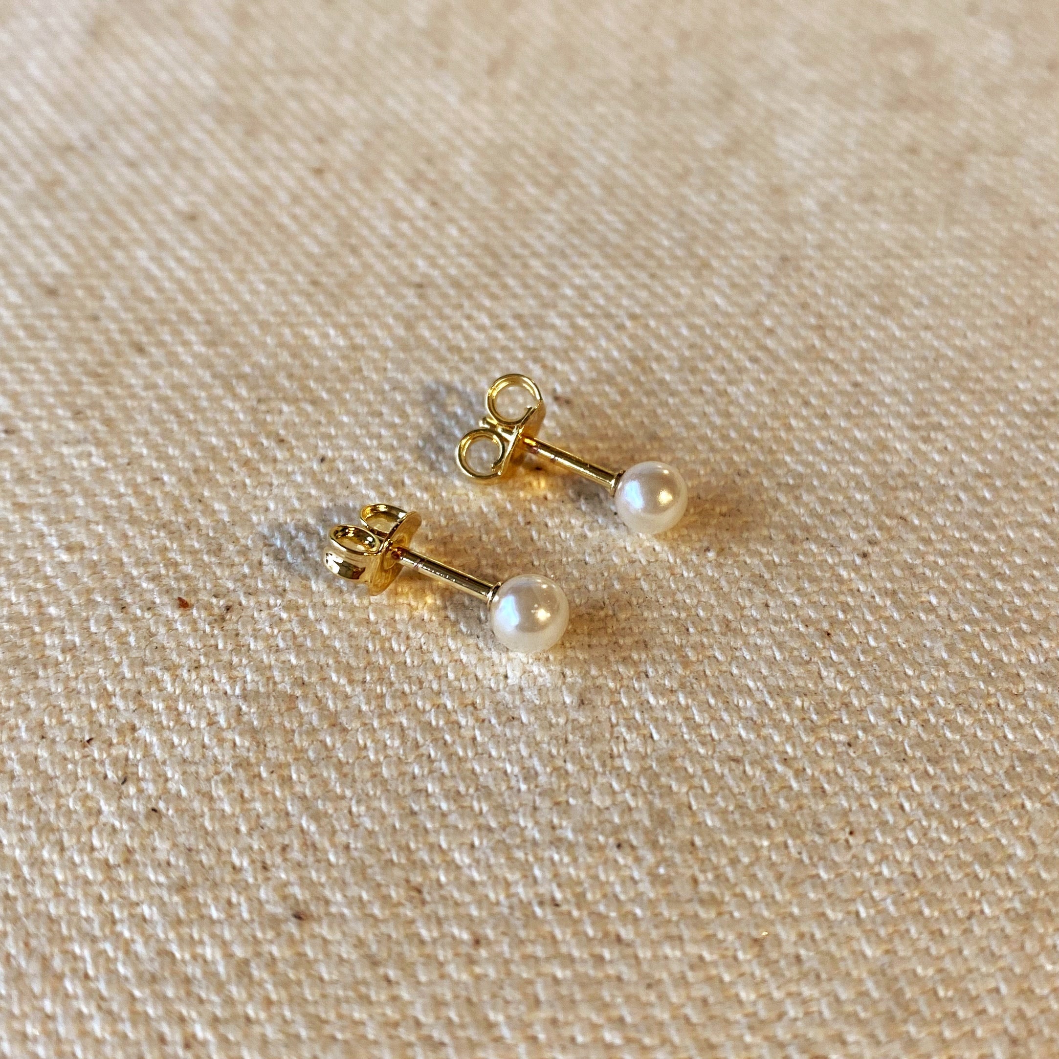 Mondsee 18k Gold Filled 4mm Classic Pearl Stud | 18k Gold Filled Jewelry