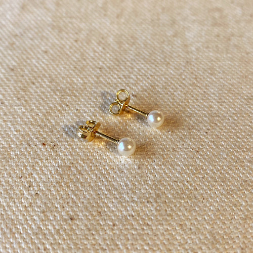 Mondsee 18k Gold Filled 4mm Classic Pearl Stud | 18k Gold Filled Jewelry