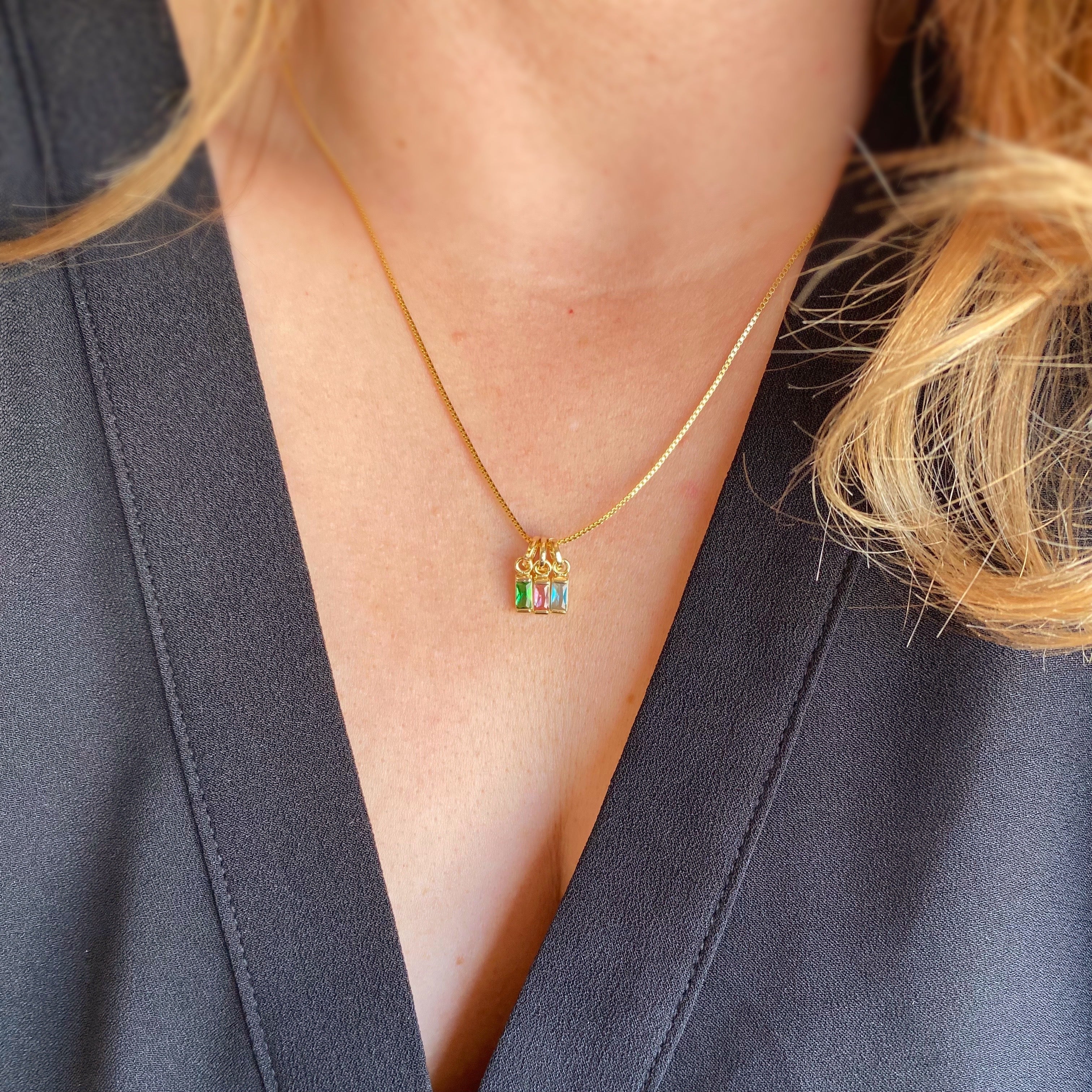 Mondsee 18k Gold Filled Baguette Birthstone Charm | 18k Gold Filled Jewelry