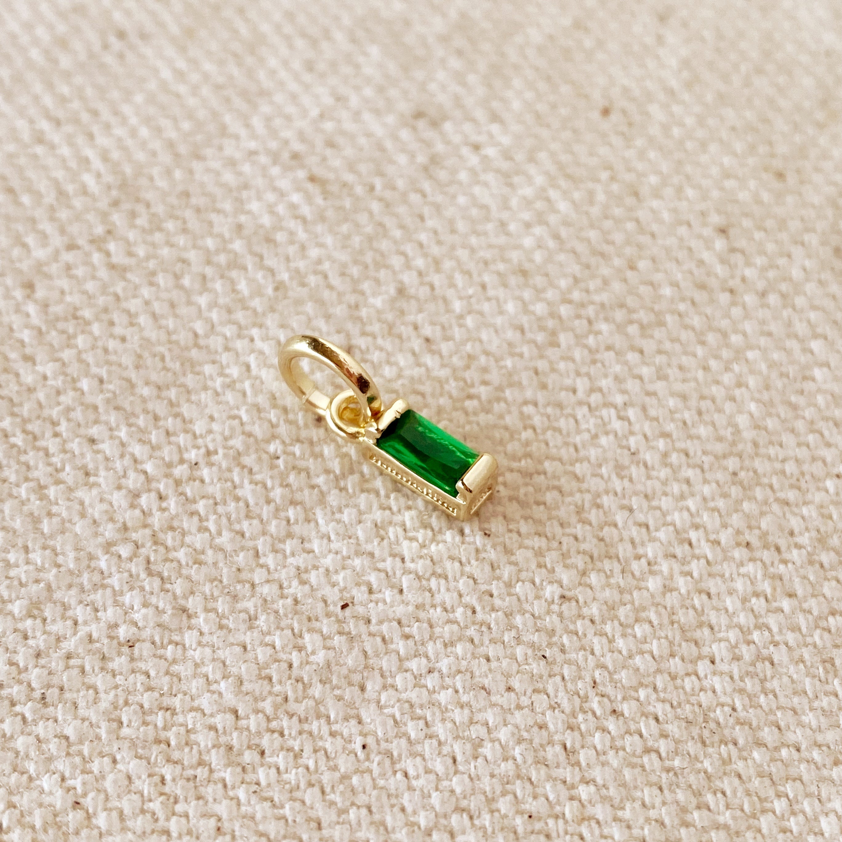 Mondsee 18k Gold Filled Baguette Birthstone Charm | 18k Gold Filled Jewelry