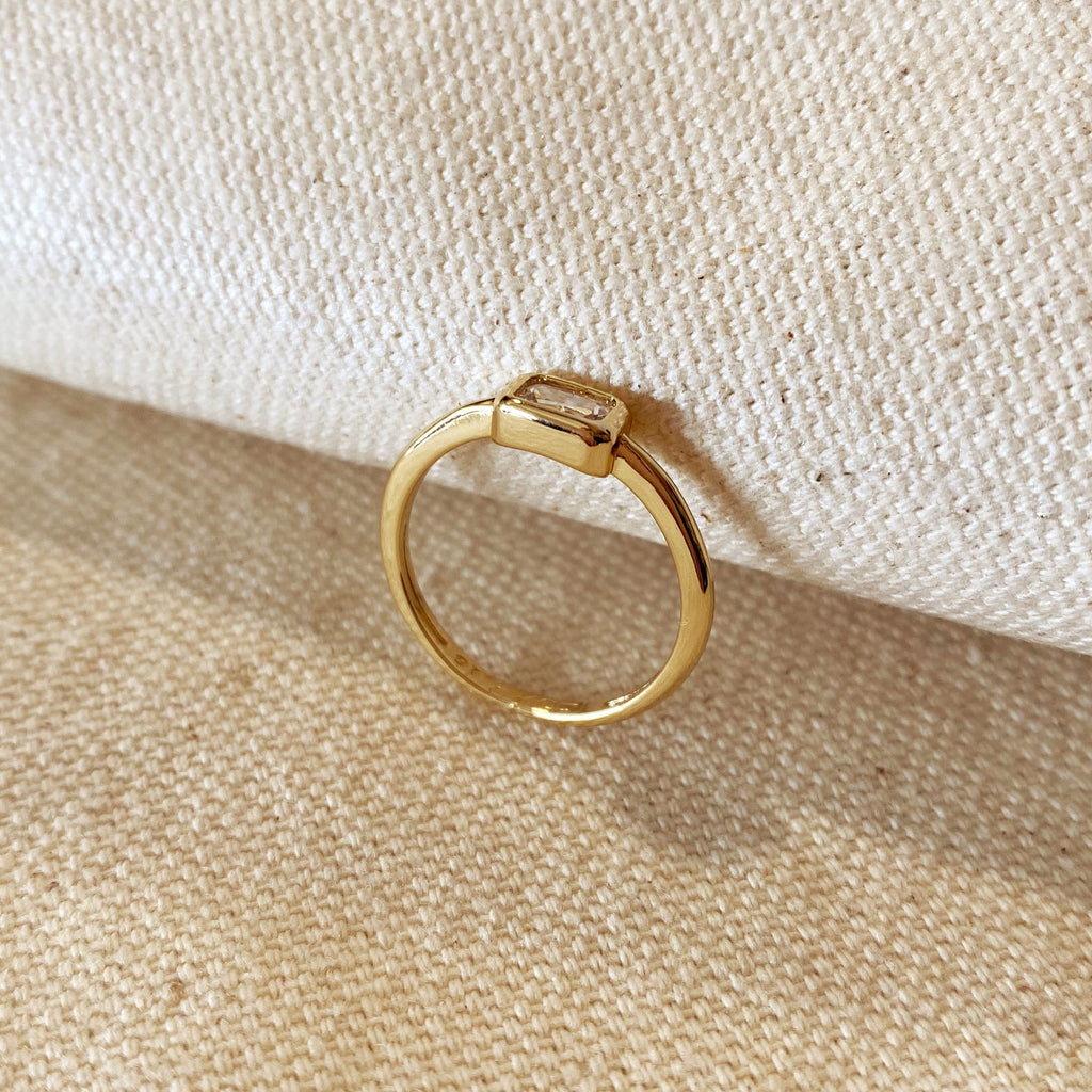 Mondsee 18k Gold Filled Rectangle Solitaire Ring | 18k Gold Filled Jewelry