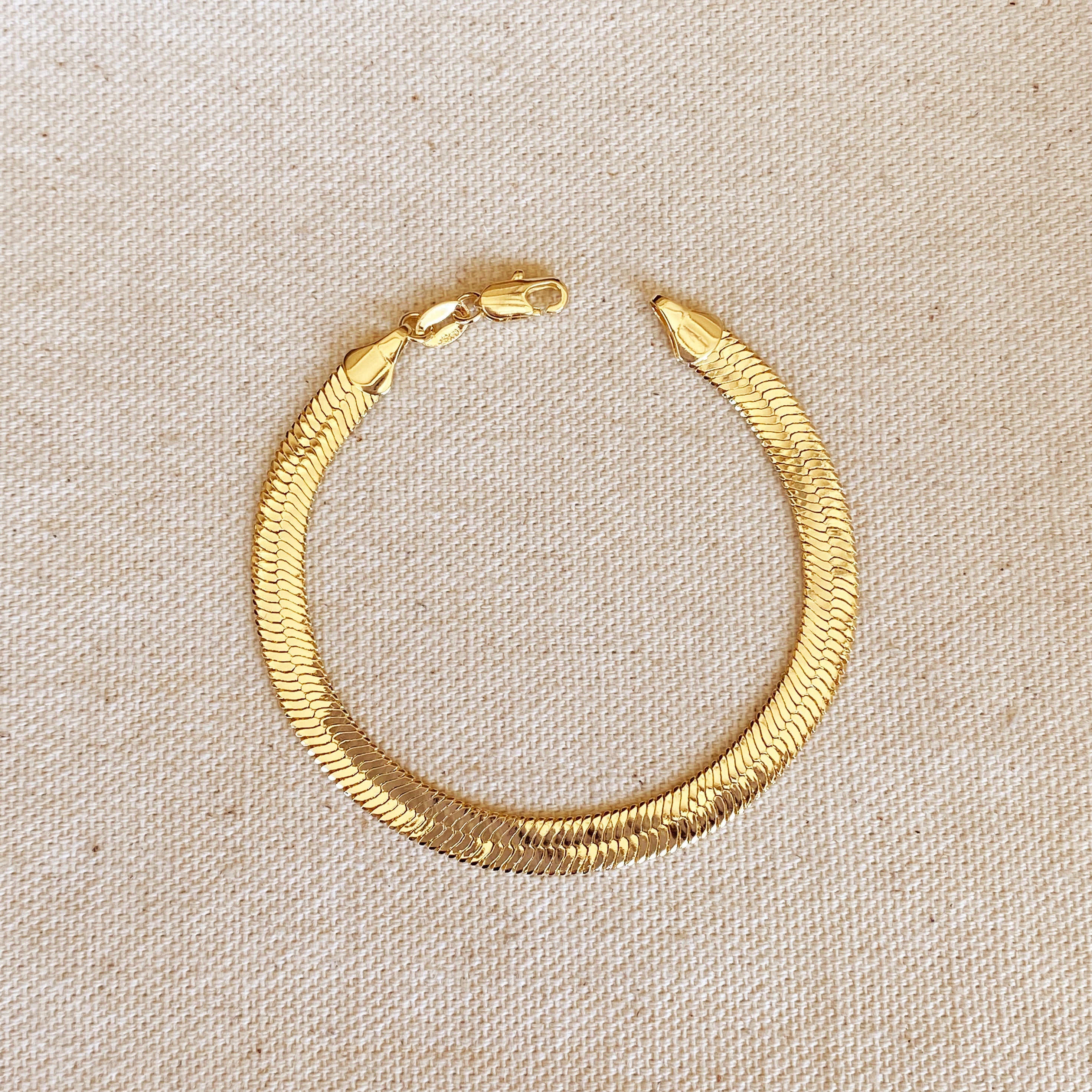 Mondsee 18k Gold Filled 6mm Herringbone Bracelet | 18k Gold Filled Jewelry