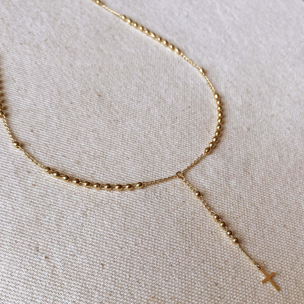 Mondsee 18k Gold Filled Simple Cross Rosary Necklace | 18k Gold Filled Jewelry
