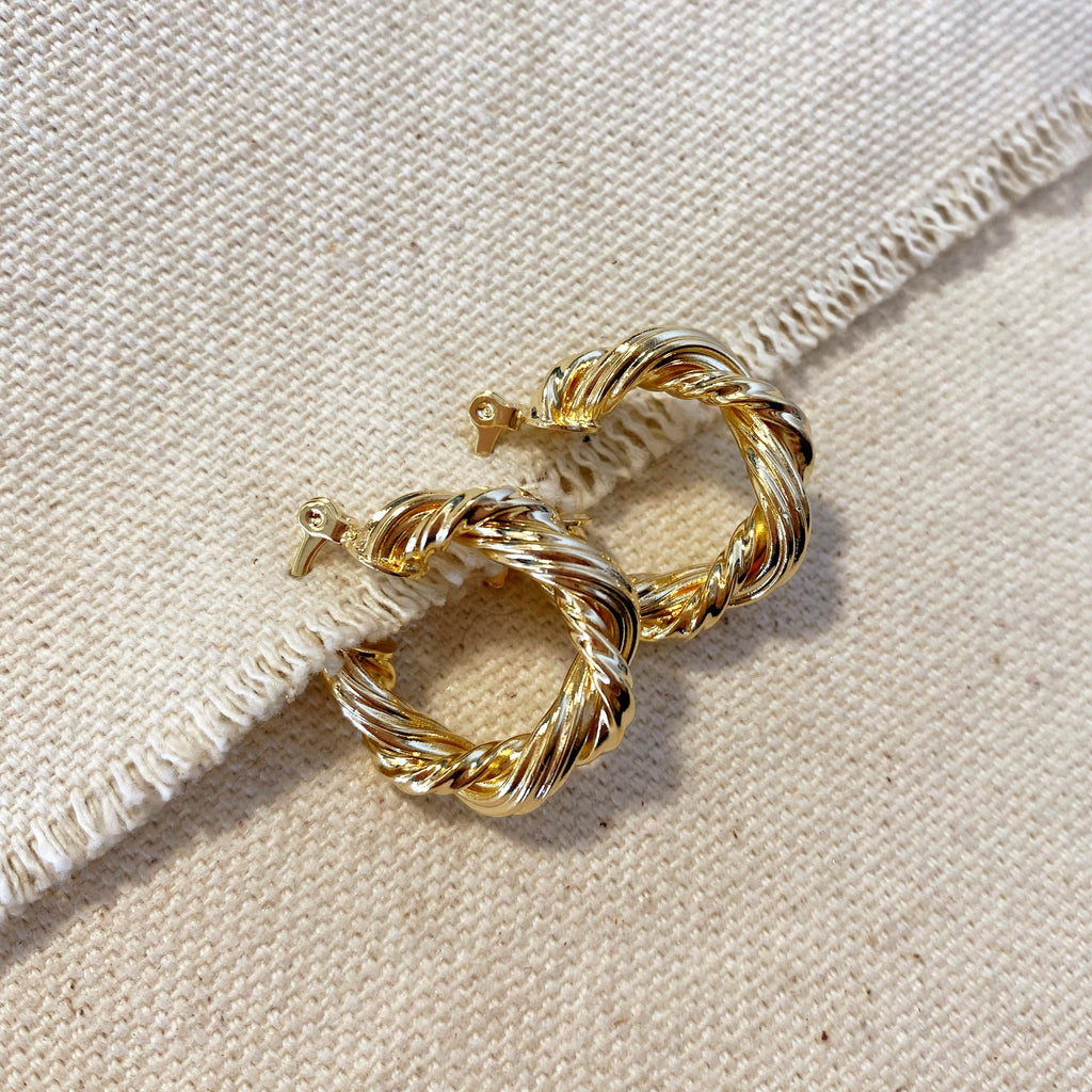 Mondsee 18k Gold Filled 21mm Double Twisted Tube Hoop Earrings | 18k Gold Filled Jewelry