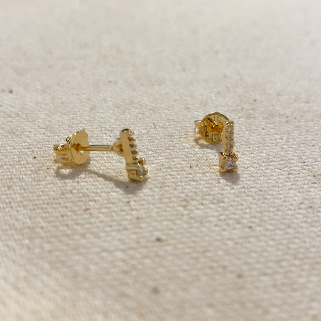 Mondsee 18k Gold Filled Bar Stud Earrings With Micro Cubic Zirconia Stones | 18k Gold Filled Jewelry