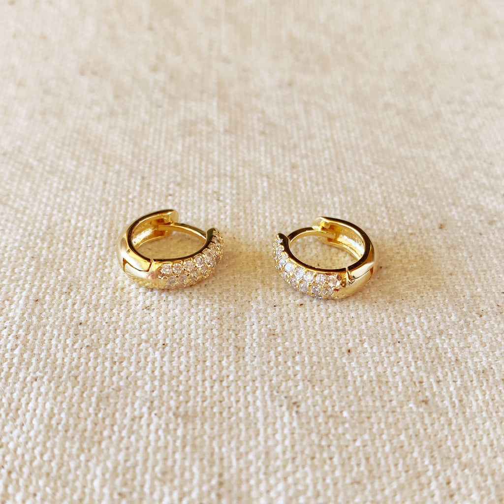 Mondsee 18k Gold Filled 13mm Cubic Zirconia Clicker Hoop Earrings | 18k Gold Filled Jewelry