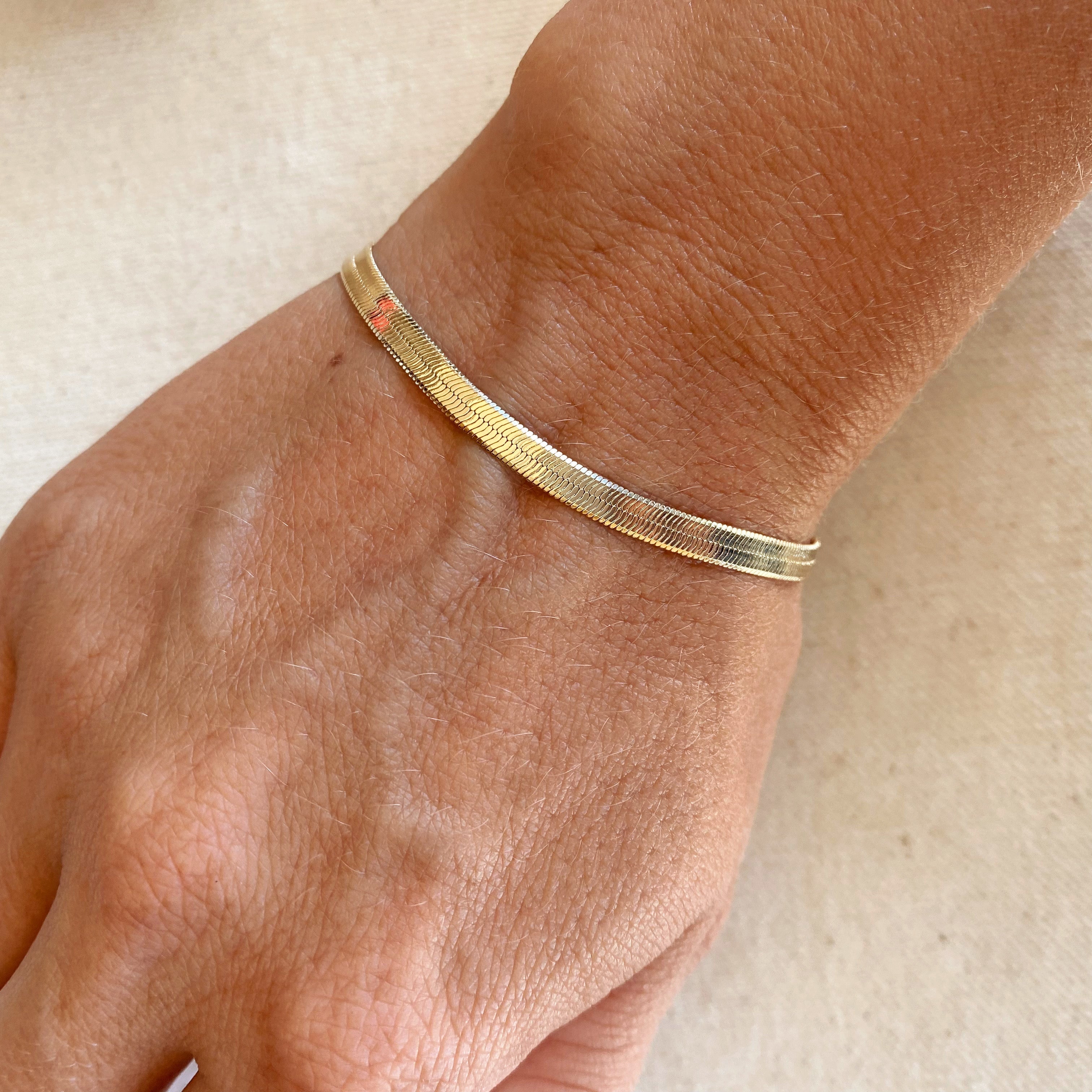Mondsee 18k Gold Filled 4mm Herringbone Bracelet | 18k Gold Filled Jewelry