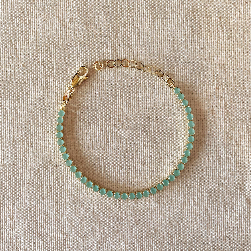Mondsee 18k Gold Filled 3mm CZ Mint Bracelet | 18k Gold Filled Jewelry