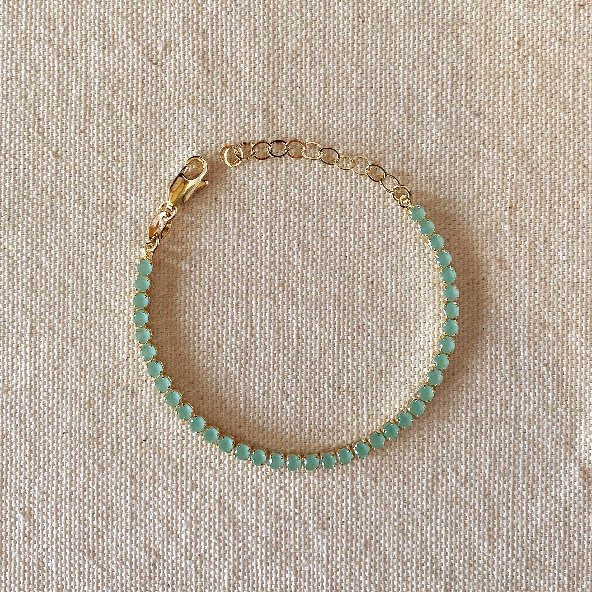 Mondsee 18k Gold Filled 3mm CZ Mint Bracelet | 18k Gold Filled Jewelry