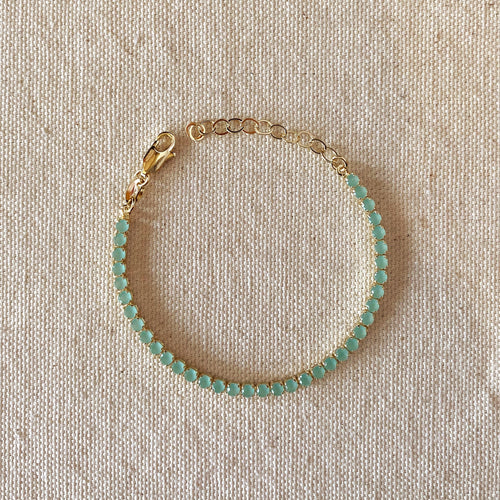 Mondsee 18k Gold Filled 3mm CZ Mint Bracelet | 18k Gold Filled Jewelry