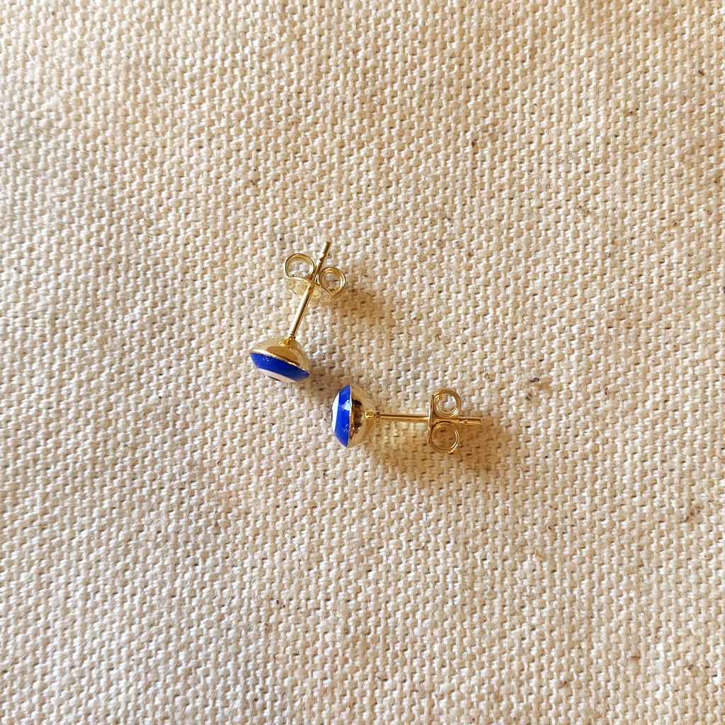Mondsee 18k Gold Filled Enamel 6mm Blue Evil Eye | 18k Gold Filled Jewelry