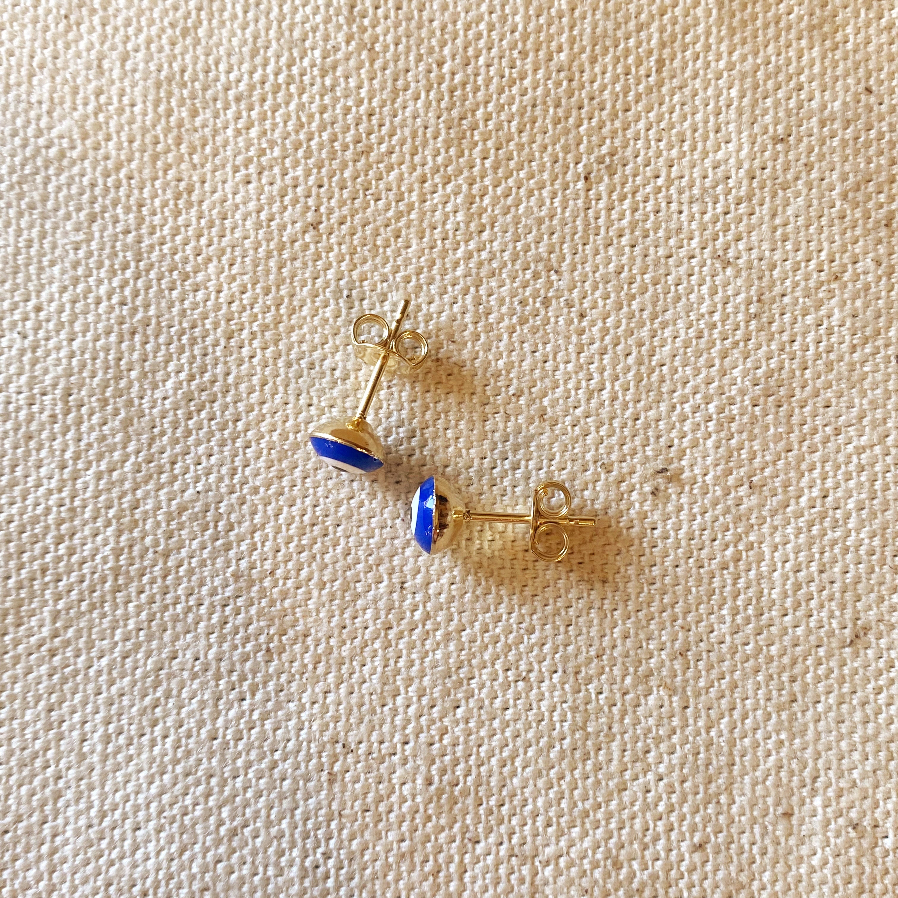 Mondsee 18k Gold Filled Enamel 6mm Blue Evil Eye | 18k Gold Filled Jewelry