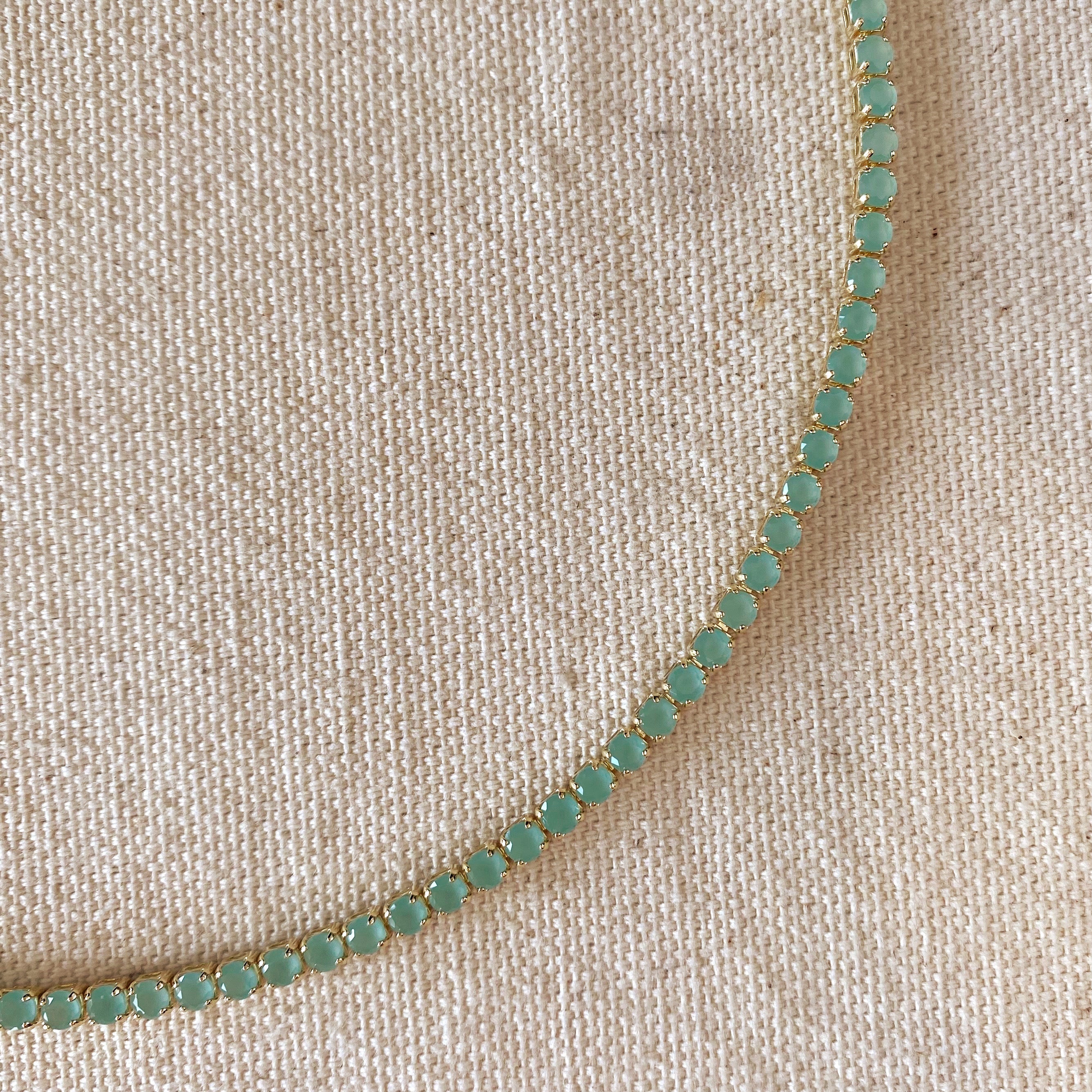 Mondsee 18k Gold Filled 3mm Mint Cubic Zirconia Necklace | 18k Gold Filled Jewelry