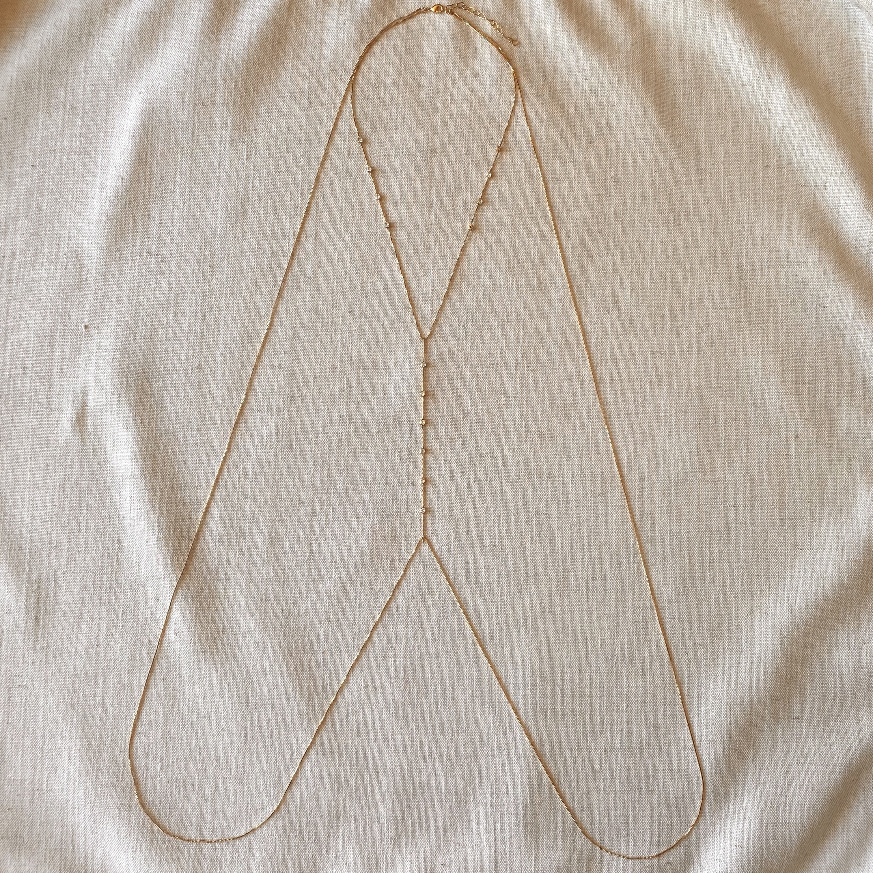 Mondsee 18k Gold Filled Body Chain With Cubic Zirconia Stones | 18k Gold Filled Jewelry