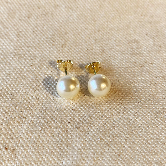 Mondsee 18k Gold Filled 8mm Classic Pearl Stud | 18k Gold Filled Jewelry