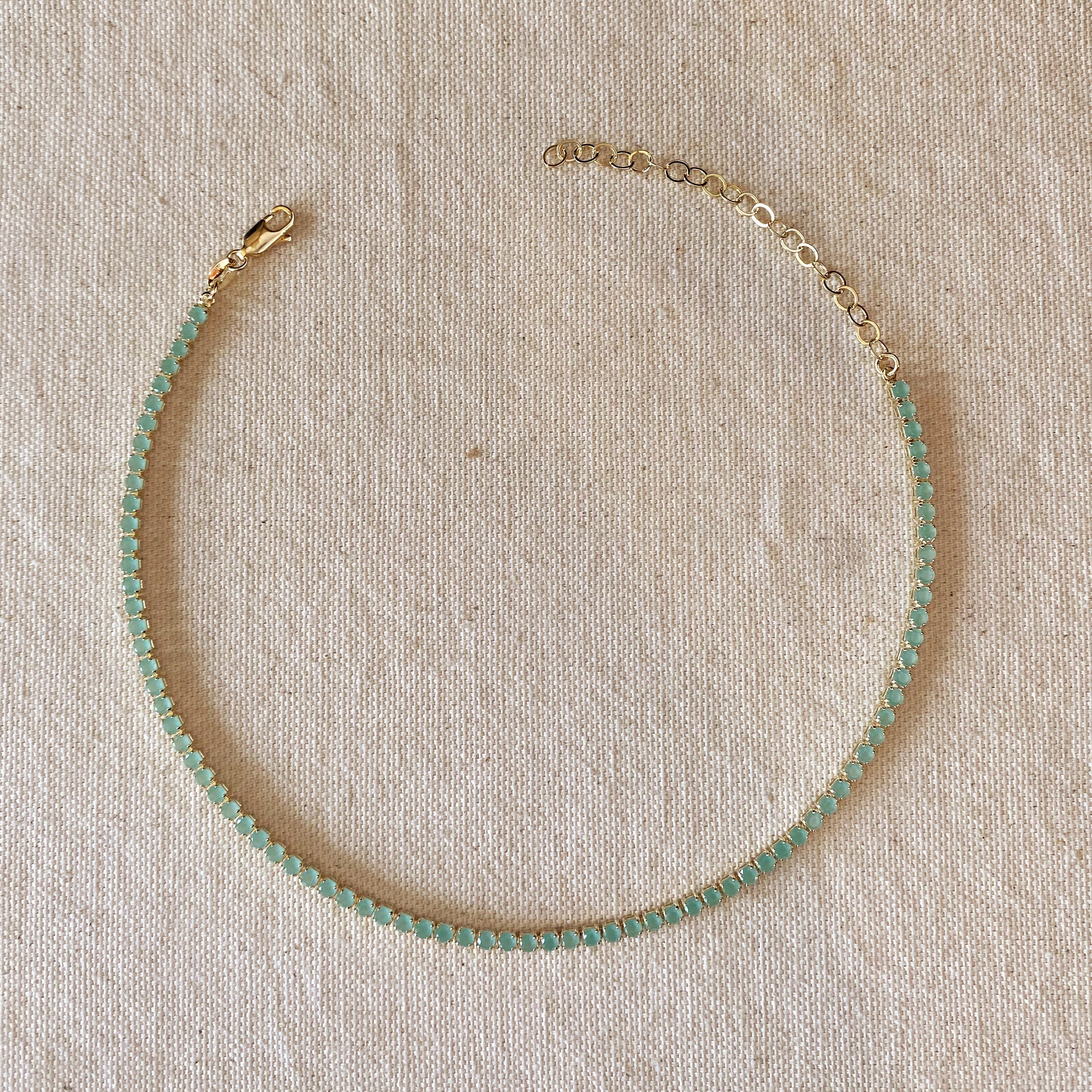 Mondsee 18k Gold Filled 3mm Mint Cubic Zirconia Necklace | 18k Gold Filled Jewelry