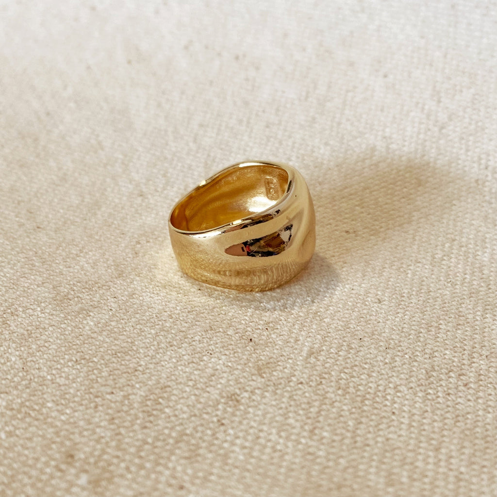 Mondsee 18k Gold Filled Wavy Wide Band Ring | 18k Gold Filled Jewelry