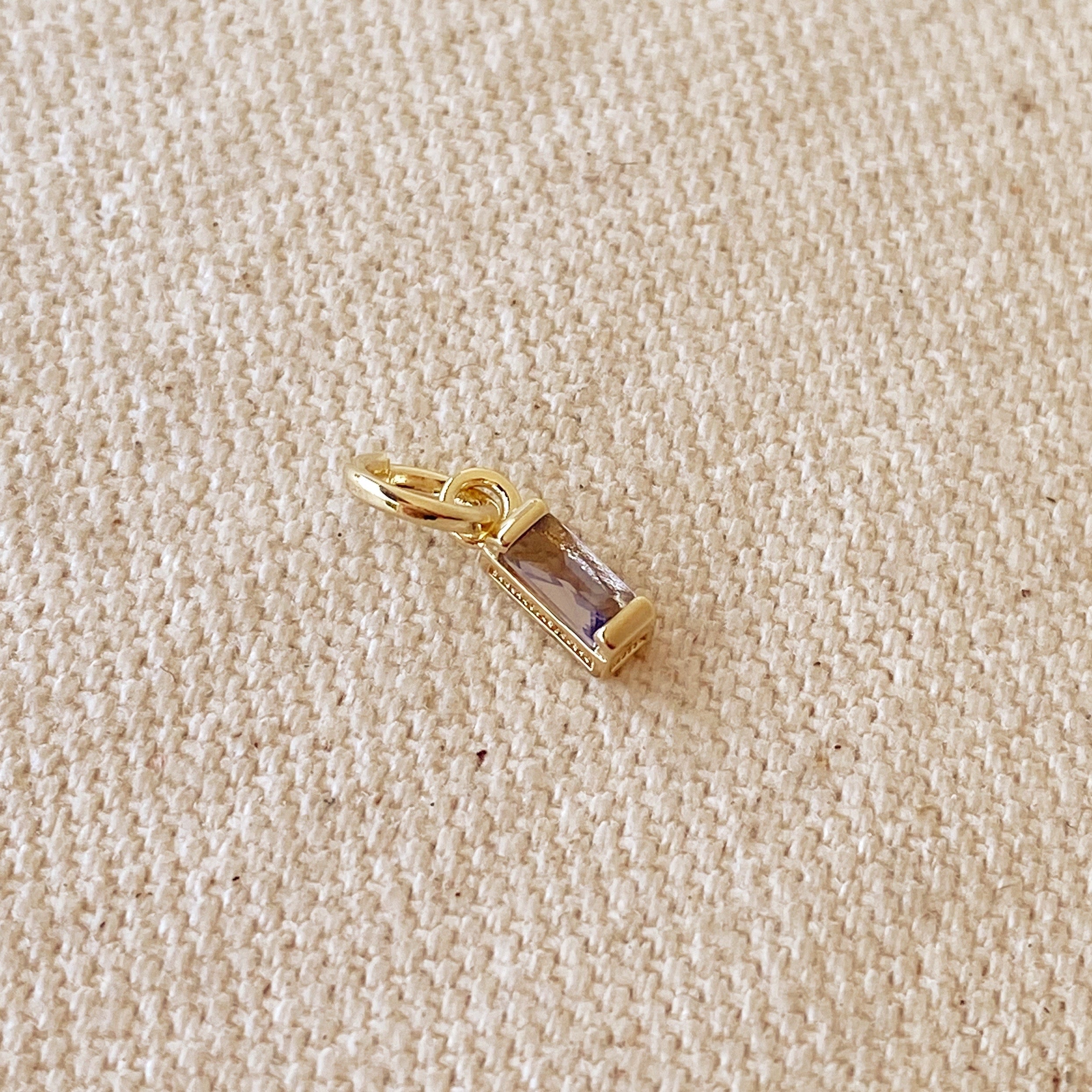 Mondsee 18k Gold Filled Baguette Birthstone Charm | 18k Gold Filled Jewelry