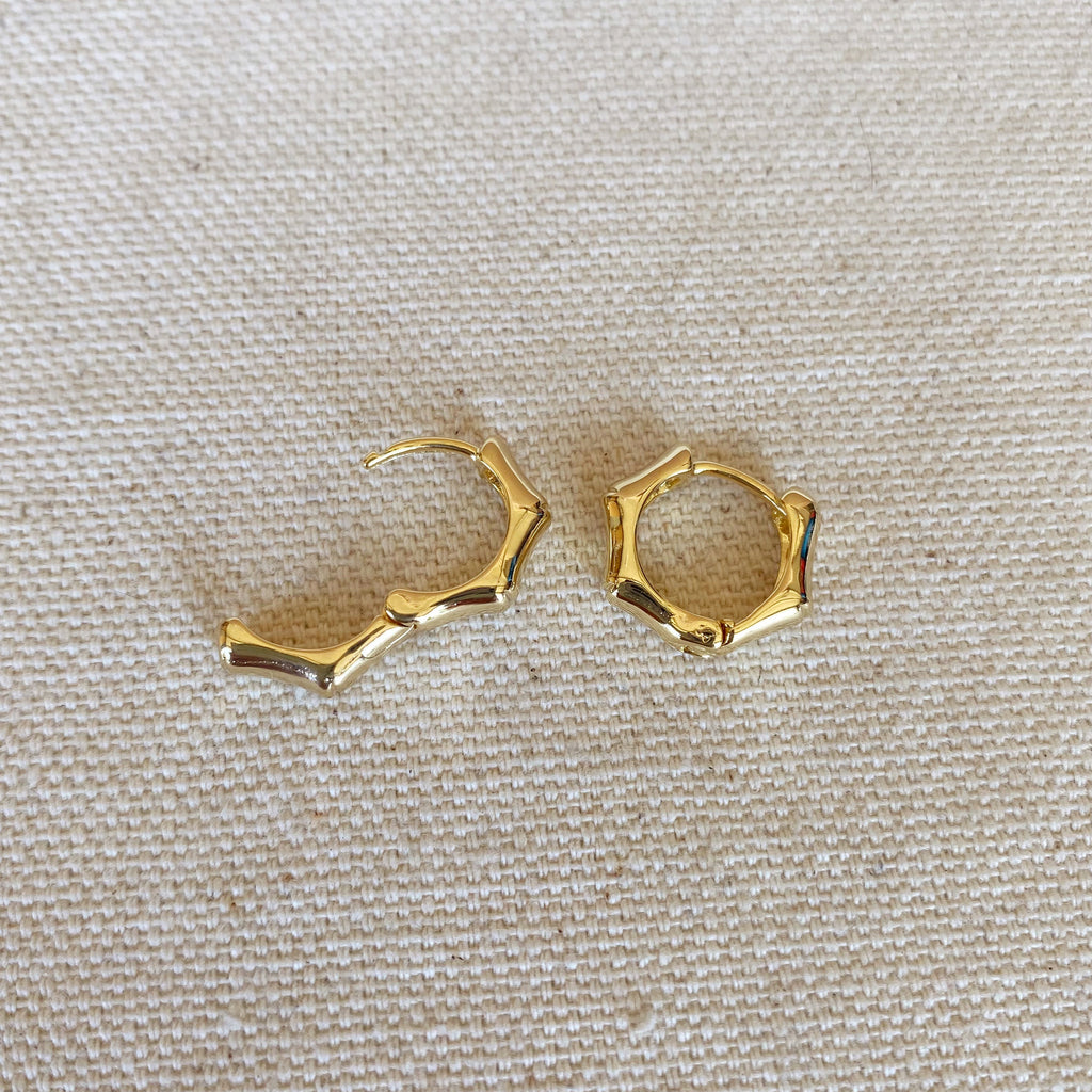 Mondsee 18k Gold Filled Bamboo Clicker Hoop Earrings | 18k Gold Filled Jewelry