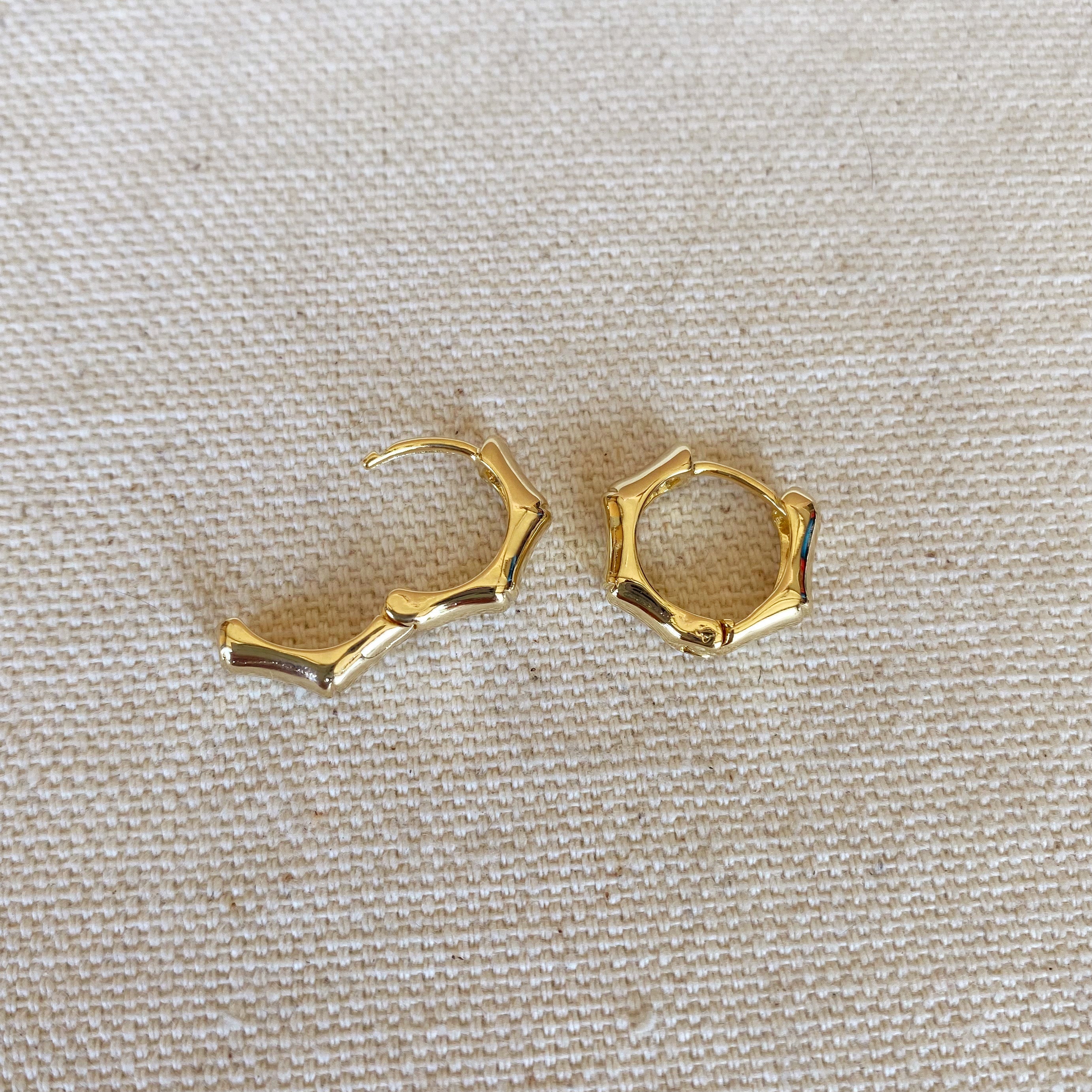 Mondsee 18k Gold Filled Bamboo Clicker Hoop Earrings | 18k Gold Filled Jewelry