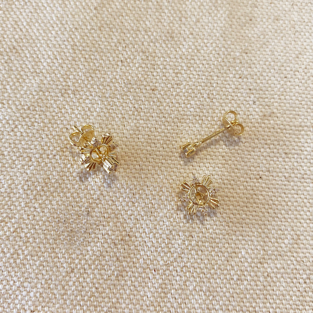 Mondsee 18k Gold Filled 2 Part Round Stud Earrings | 18k Gold Filled Jewelry
