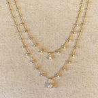Mondsee 18k Gold Filled Double Teardrop Clear Necklace | 18k Gold Filled Jewelry