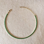 Mondsee 18k Gold Filled 3mm Cubic Zirconia Emerald Necklace | 18k Gold Filled Jewelry