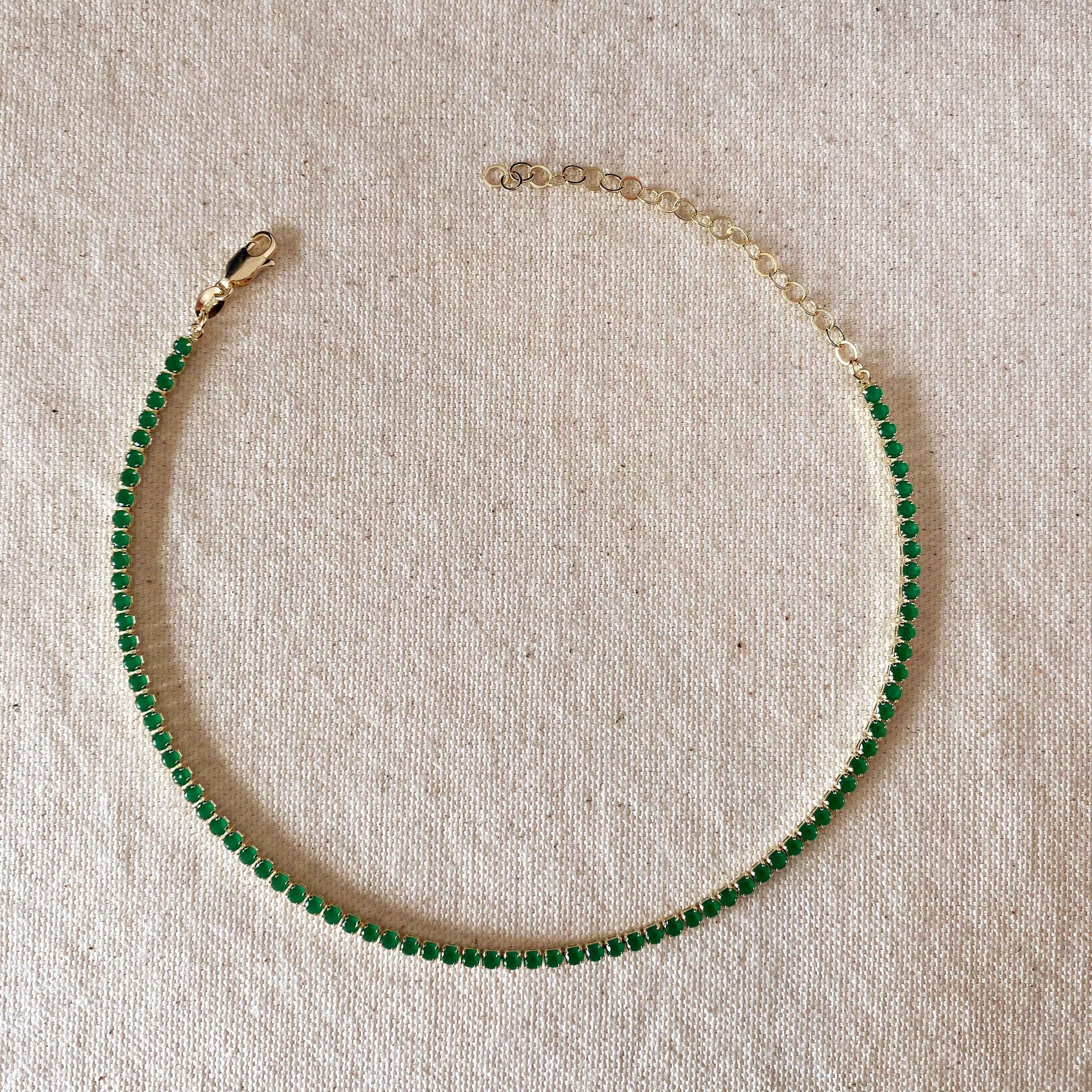 Mondsee 18k Gold Filled 3mm Cubic Zirconia Emerald Necklace | 18k Gold Filled Jewelry
