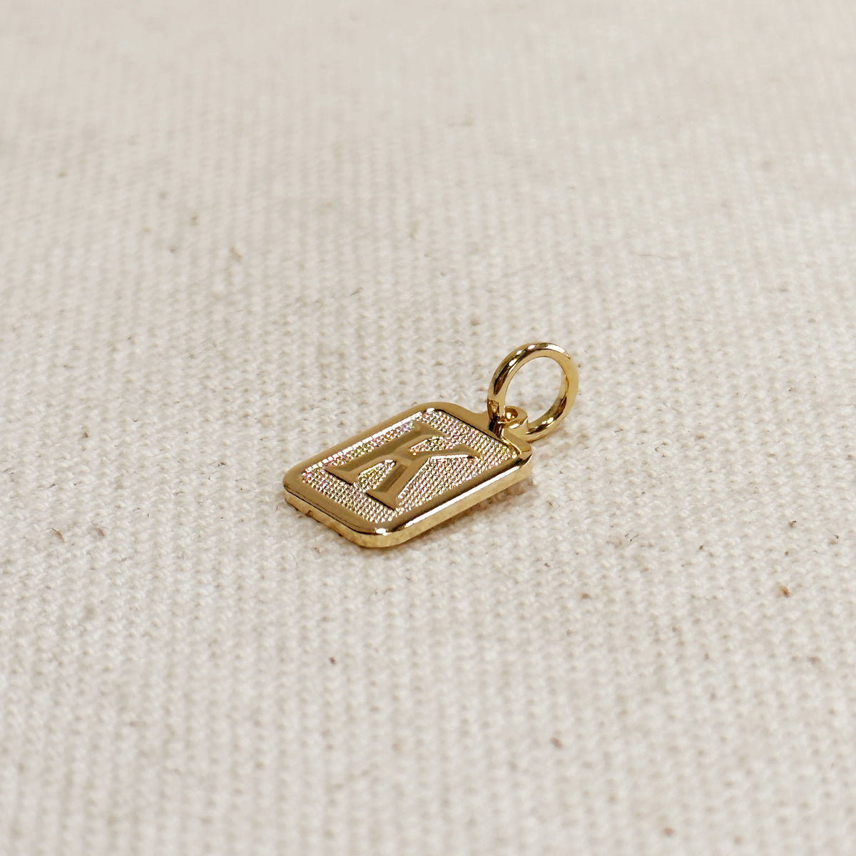 Textured Initial Plate Pendant – K
