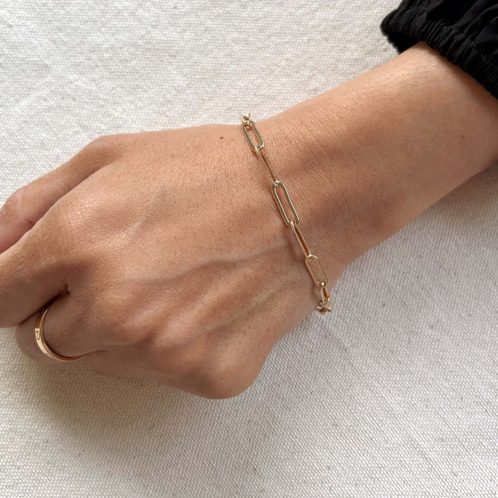 Mondsee 18k Gold Filled Classic Paperclip Bracelet | 18k Gold Filled Jewelry