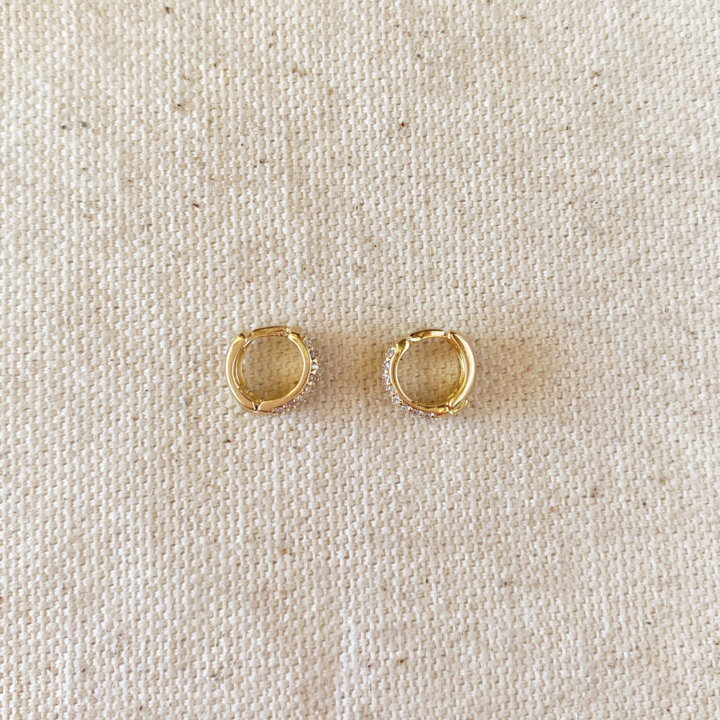 Mondsee 18k Gold Filled 9.5mm Cubic Zirconia Clicker Hoop Earrings | 18k Gold Filled Jewelry