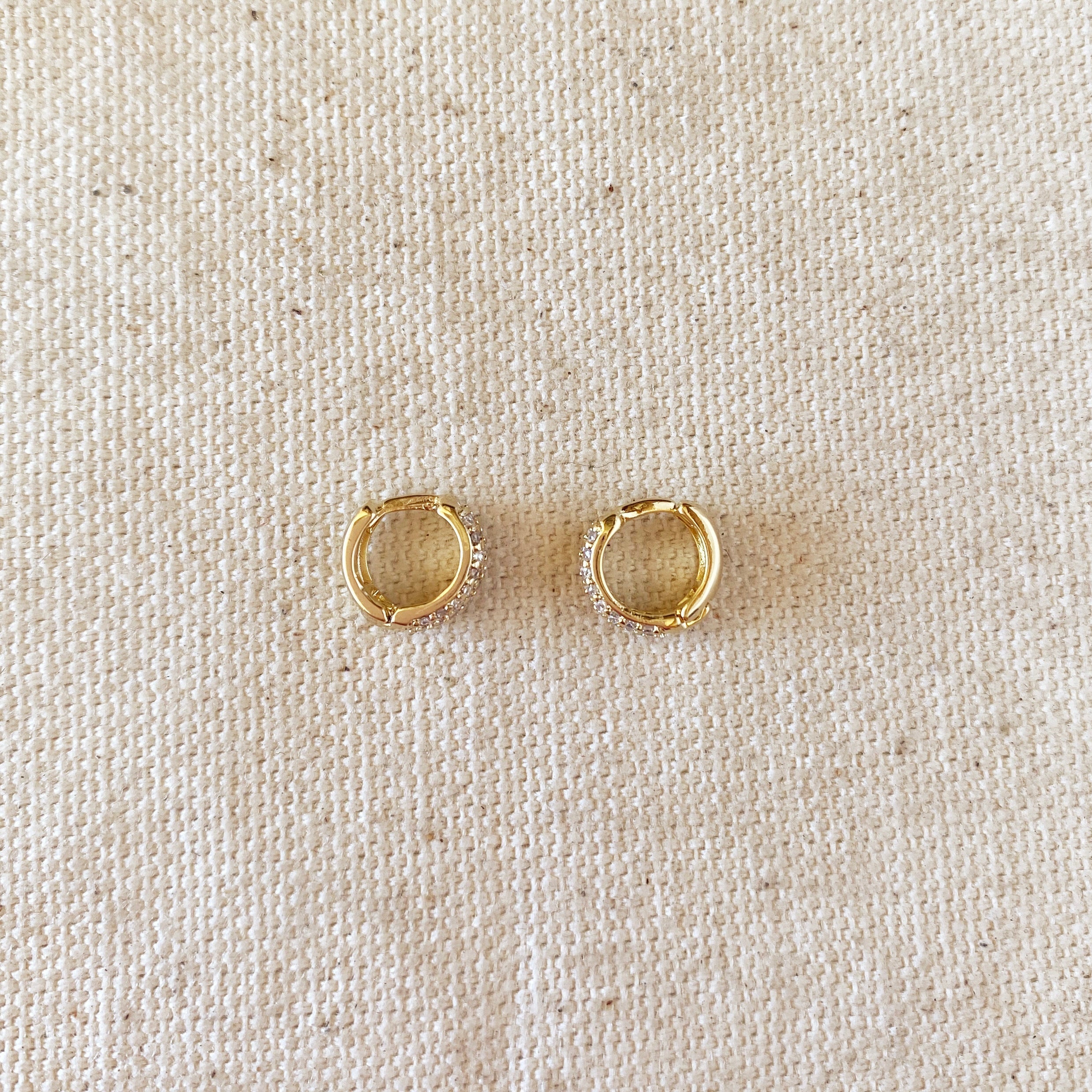 Mondsee 18k Gold Filled 9.5mm Cubic Zirconia Clicker Hoop Earrings | 18k Gold Filled Jewelry