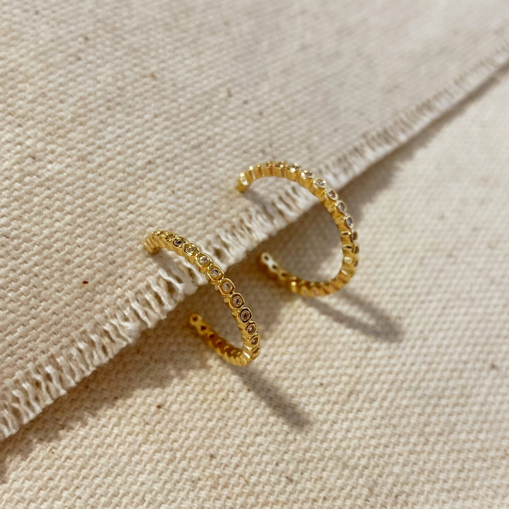 Mondsee 18k Gold Filled 18mm Bezel Cubic Zirconia C-Hoop | 18k Gold Filled Jewelry