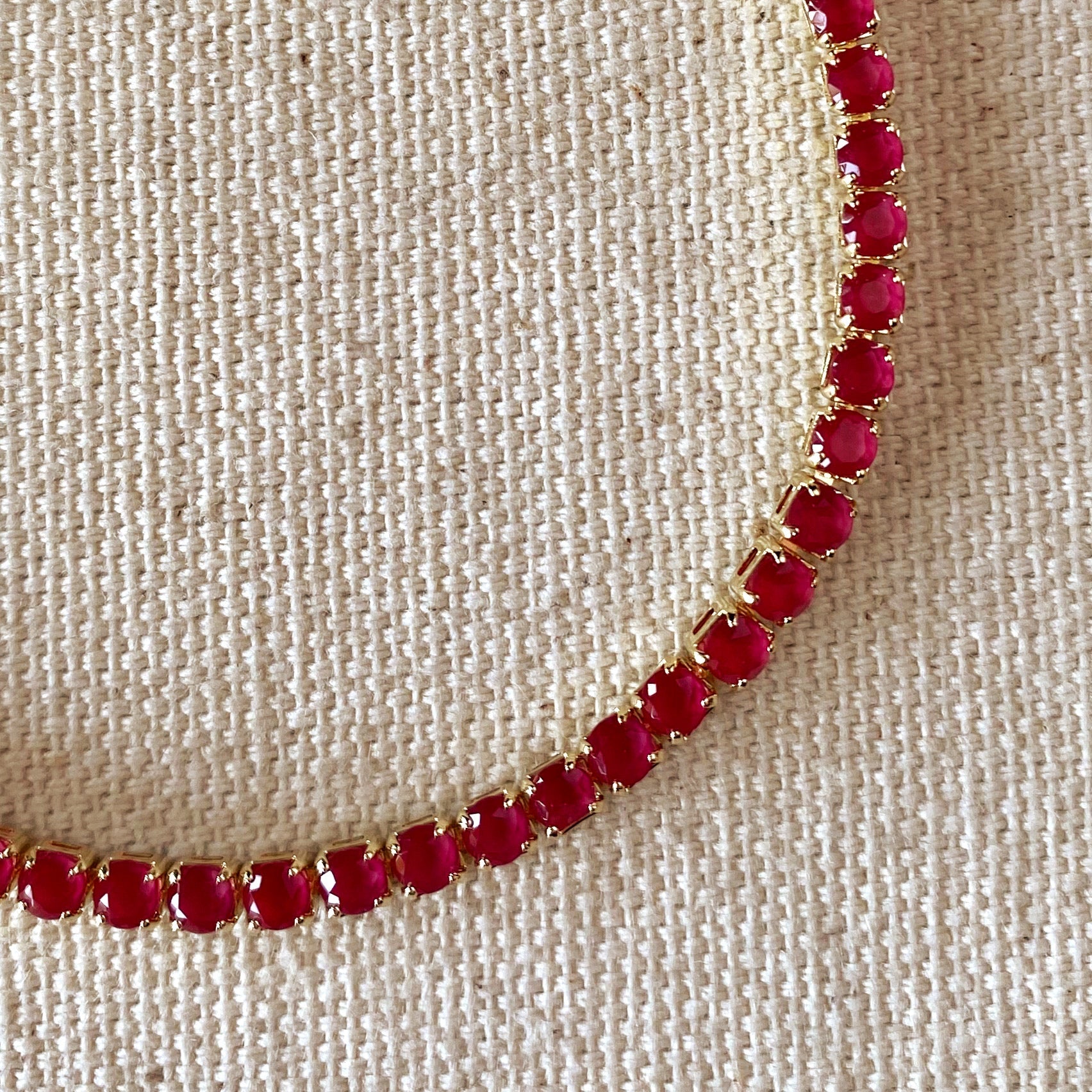 Mondsee 18k Gold Filled 3mm CZ Fuchsia Bracelet | 18k Gold Filled Jewelry