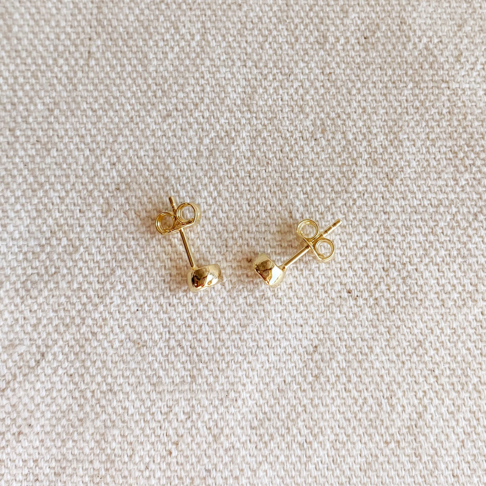 Mondsee 18k Gold Filled 4mm Round Bezel Cubic Zirconia Stud Earrings | 18k Gold Filled Jewelry