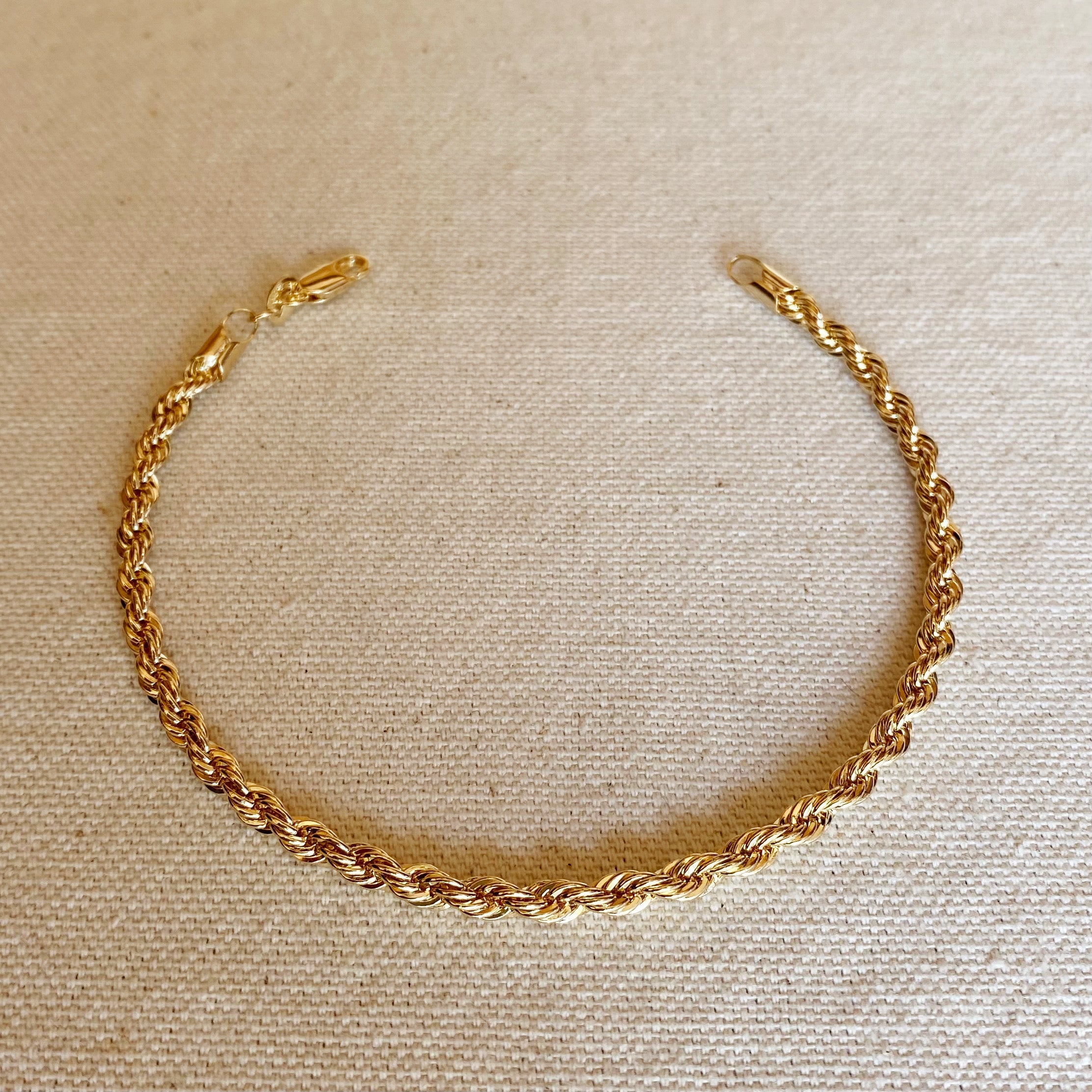 Mondsee 18k Gold Filled 4.0mm Rope Anklet | 18k Gold Filled Jewelry