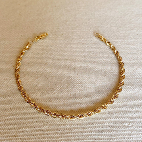 Mondsee 18k Gold Filled 4.0mm Rope Anklet | 18k Gold Filled Jewelry