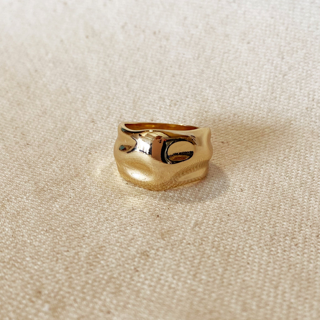 Mondsee 18k Gold Filled Wavy Wide Band Ring | 18k Gold Filled Jewelry