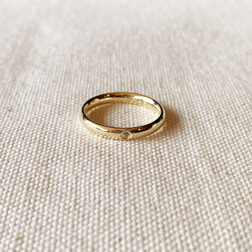 Mondsee 18k Gold Filled Band Ring With Cubic Zirconia Stone | 18k Gold Filled Jewelry