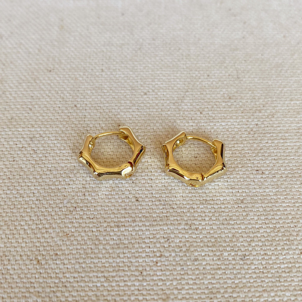 Mondsee 18k Gold Filled Bamboo Clicker Hoop Earrings | 18k Gold Filled Jewelry