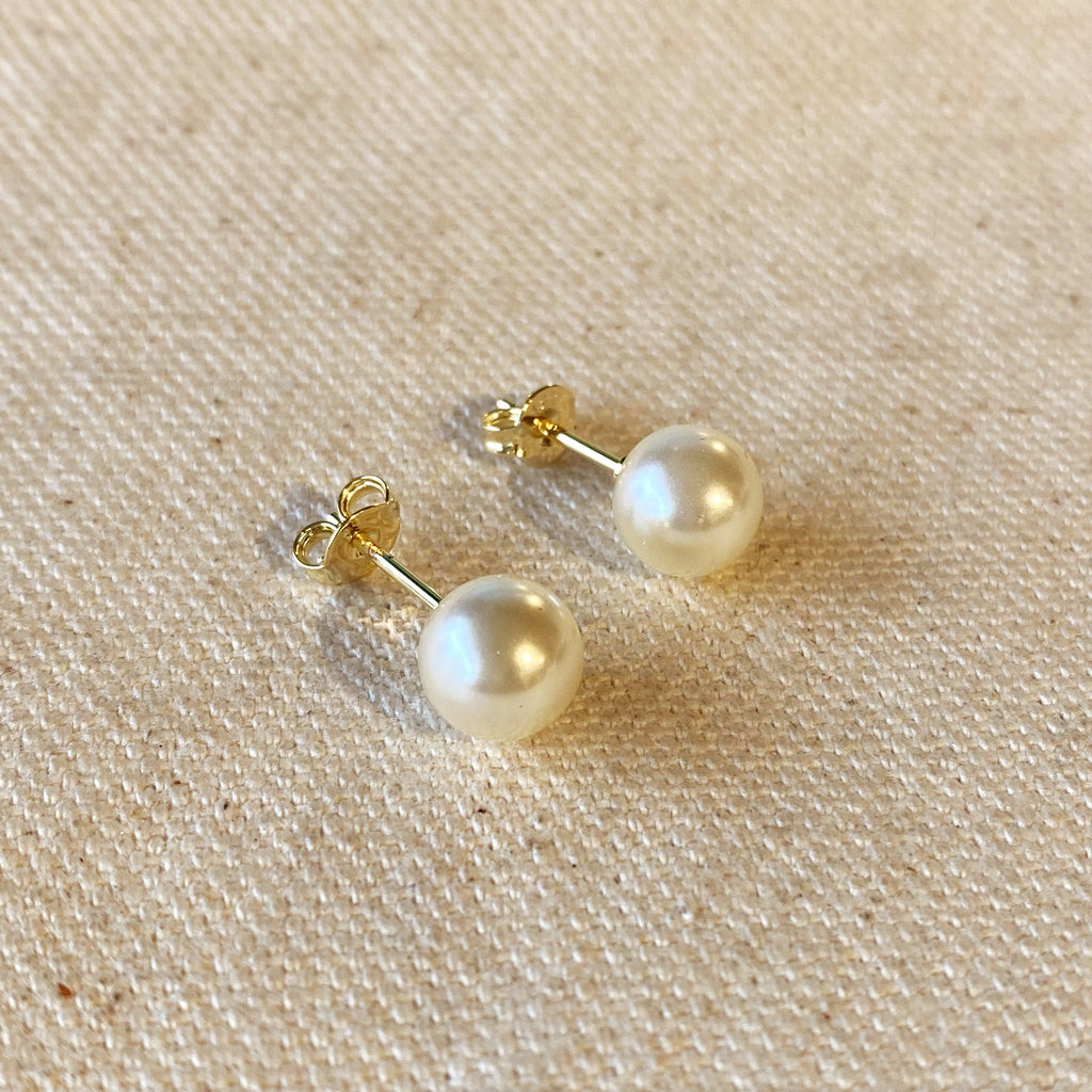 Mondsee 18k Gold Filled 8mm Classic Pearl Stud | 18k Gold Filled Jewelry