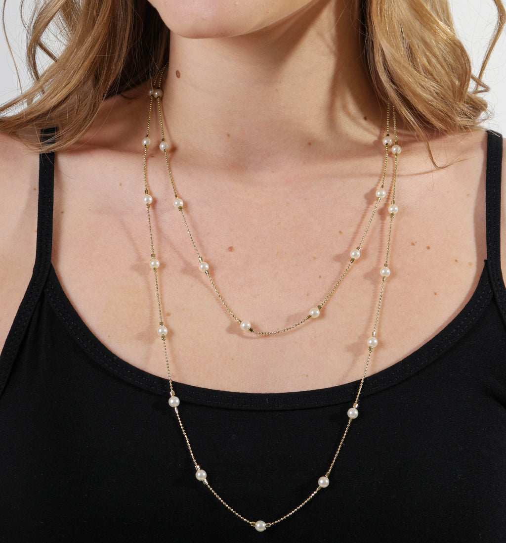 Mondsee 18k Gold Filled Long Wrap Around Pearl Necklace | 18k Gold Filled Jewelry