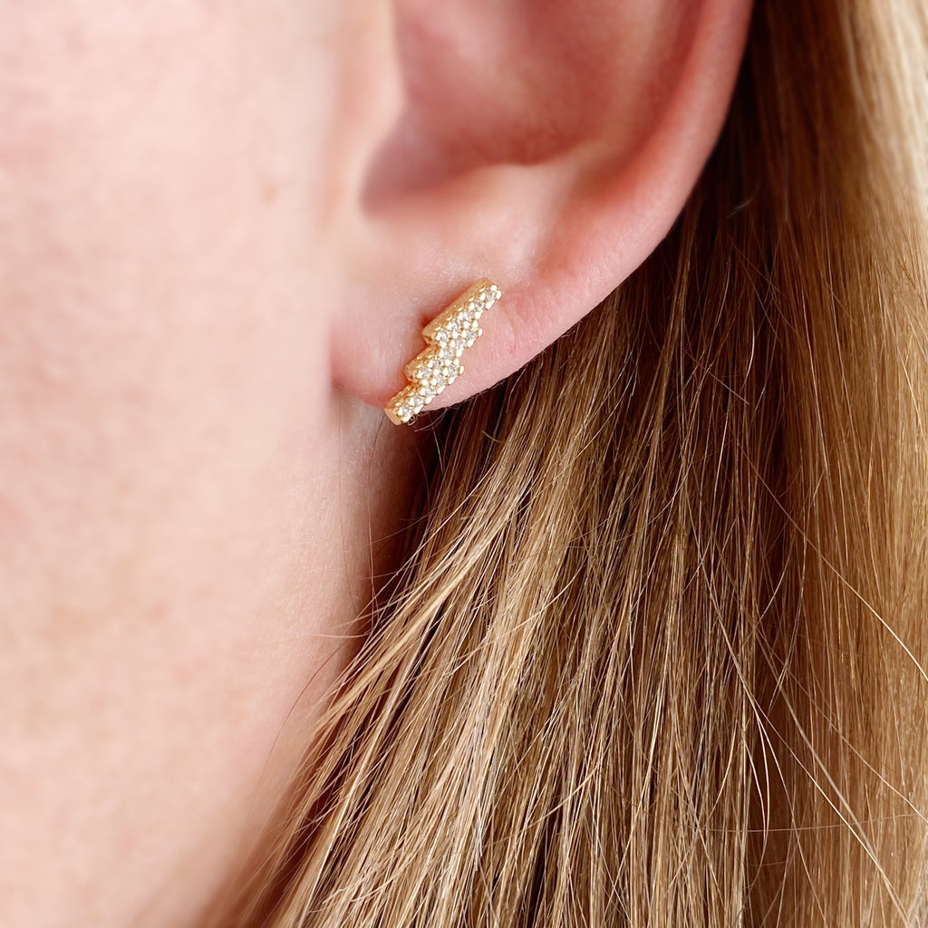 Mondsee 18k Gold Filled Cascading Bars Stud Earrings | 18k Gold Filled Jewelry
