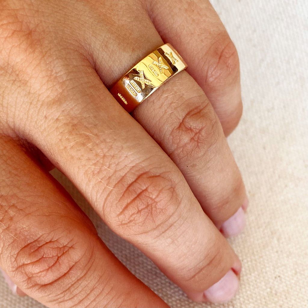 Mondsee 18k Gold Filled Roman Numeral Band Ring | 18k Gold Filled Jewelry