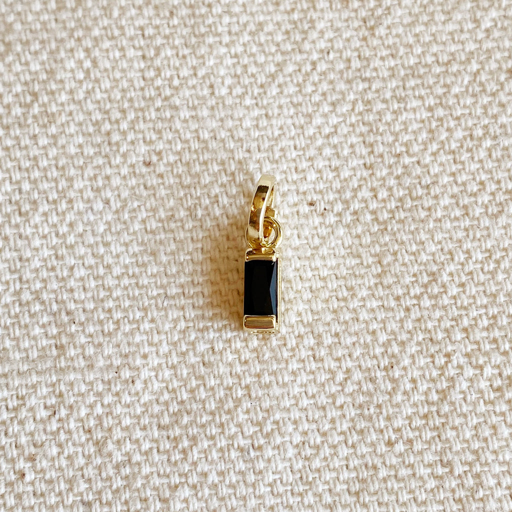 Mondsee 18k Gold Filled Mini Black Baguette Charm Pendant | 18k Gold Filled Jewelry