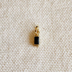 Mondsee 18k Gold Filled Mini Black Baguette Charm Pendant | 18k Gold Filled Jewelry