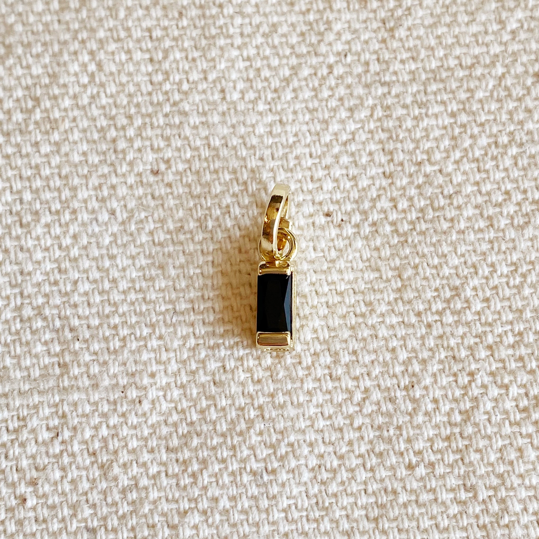 Mondsee 18k Gold Filled Mini Black Baguette Charm Pendant | 18k Gold Filled Jewelry