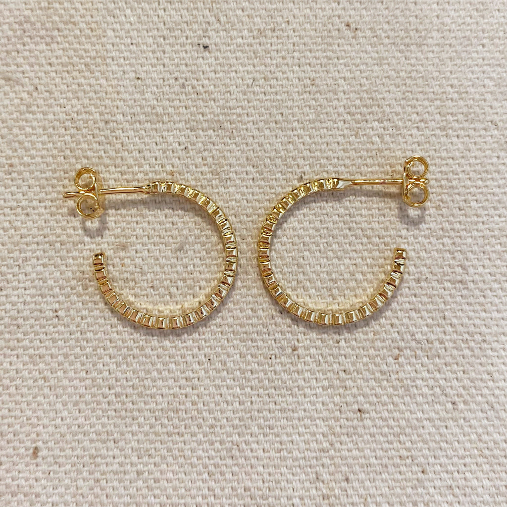 Mondsee 18k Gold Filled 18mm Bezel Cubic Zirconia C-Hoop | 18k Gold Filled Jewelry