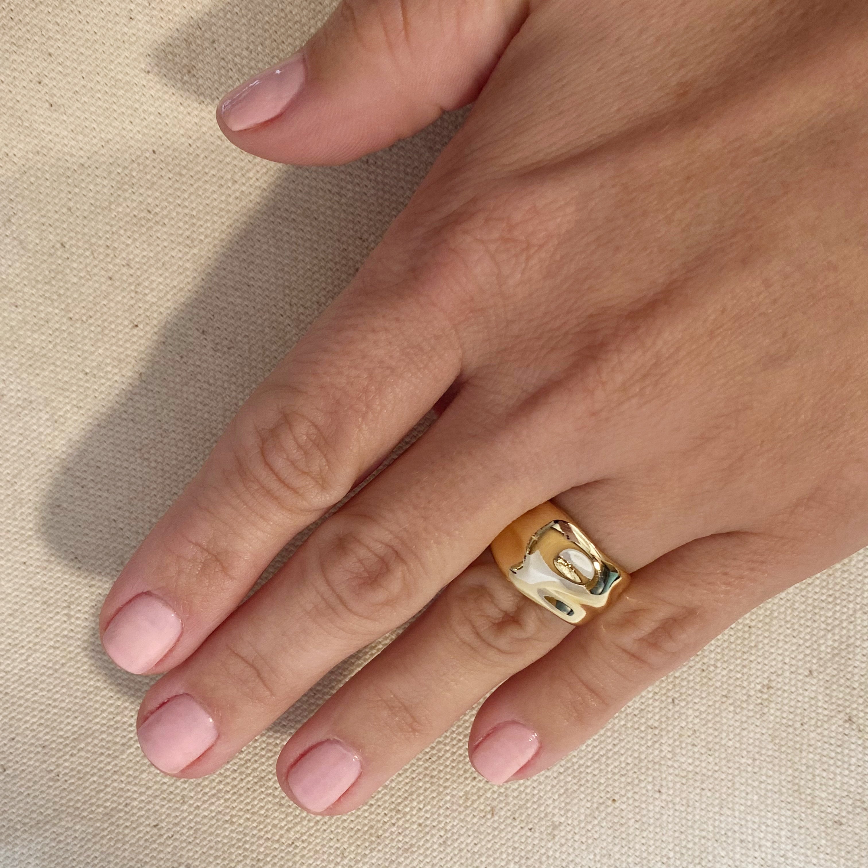 Mondsee 18k Gold Filled Wavy Wide Band Ring | 18k Gold Filled Jewelry