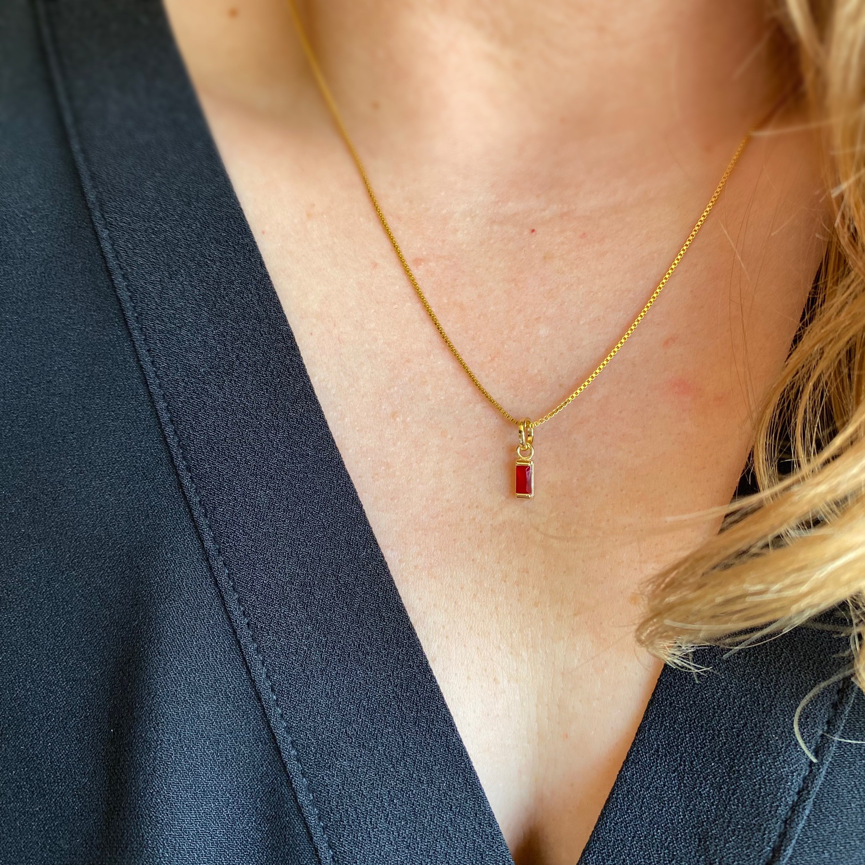 Mondsee 18k Gold Filled Baguette Birthstone Charm | 18k Gold Filled Jewelry